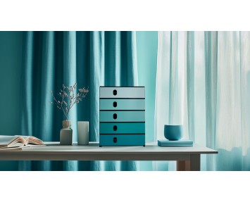 styroval öko color flow Schubladenbox, 5 Schubladen, aqua