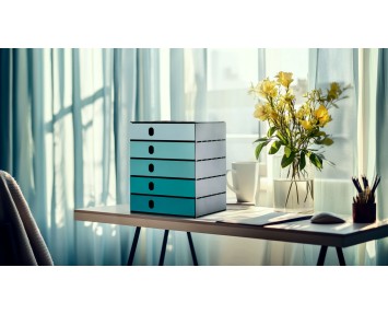styroval öko color flow Schubladenbox, 5 Schubladen, aqua