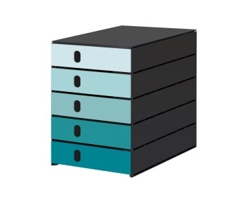 styroval öko color flow Schubladenbox, 5 Schubladen, aqua
