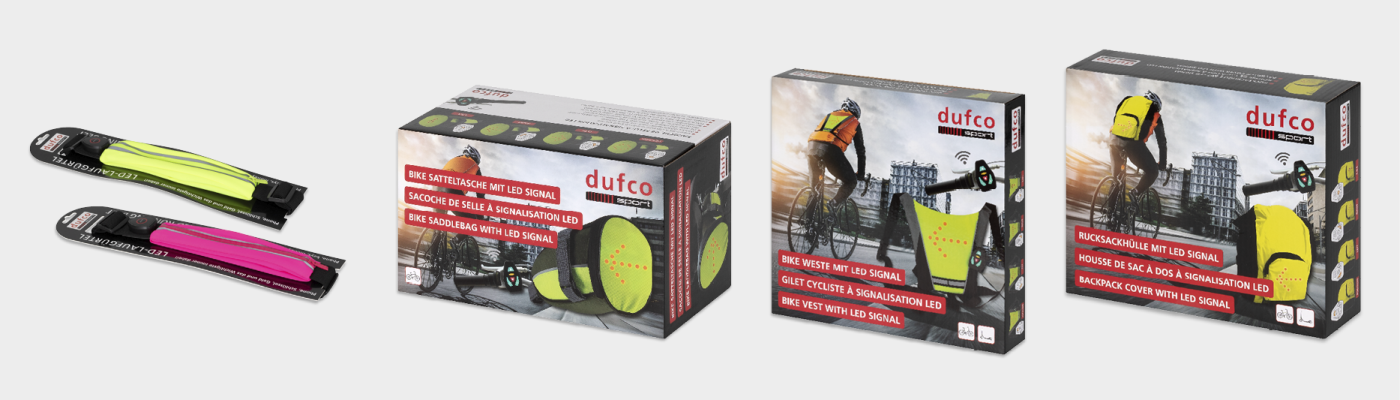 Mach dich sichtbar mit den LED-Produkten von dufco Sport
